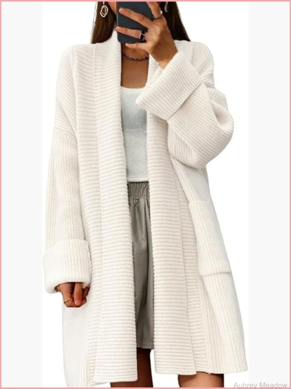 Open Front Long Cardigan, Chunky Knit Coatigan Sweater, Lightweight Midi